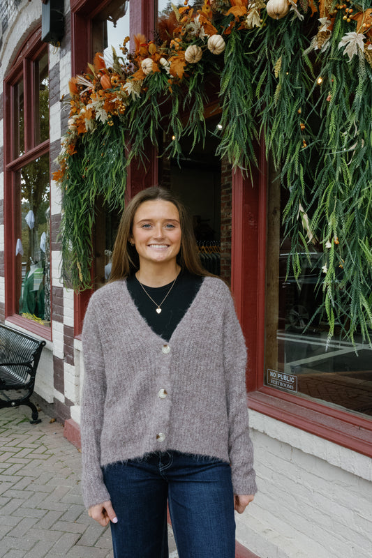 Baylee Sweater Cardigan - Dark Mauve
