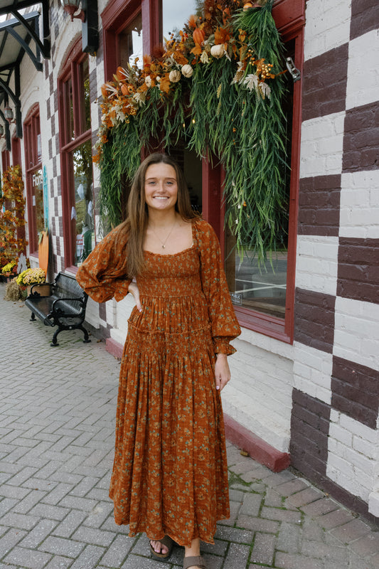 Tillie Midi Dress - Rust