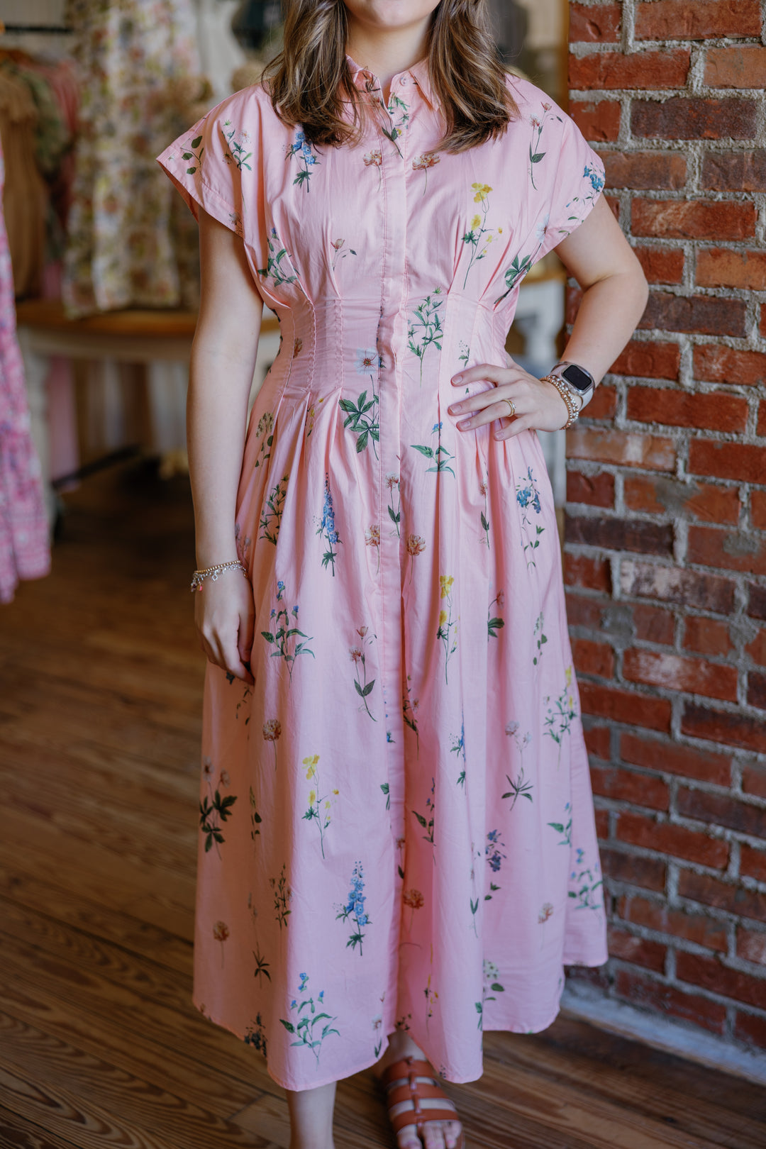Katy Midi Dress - Pink