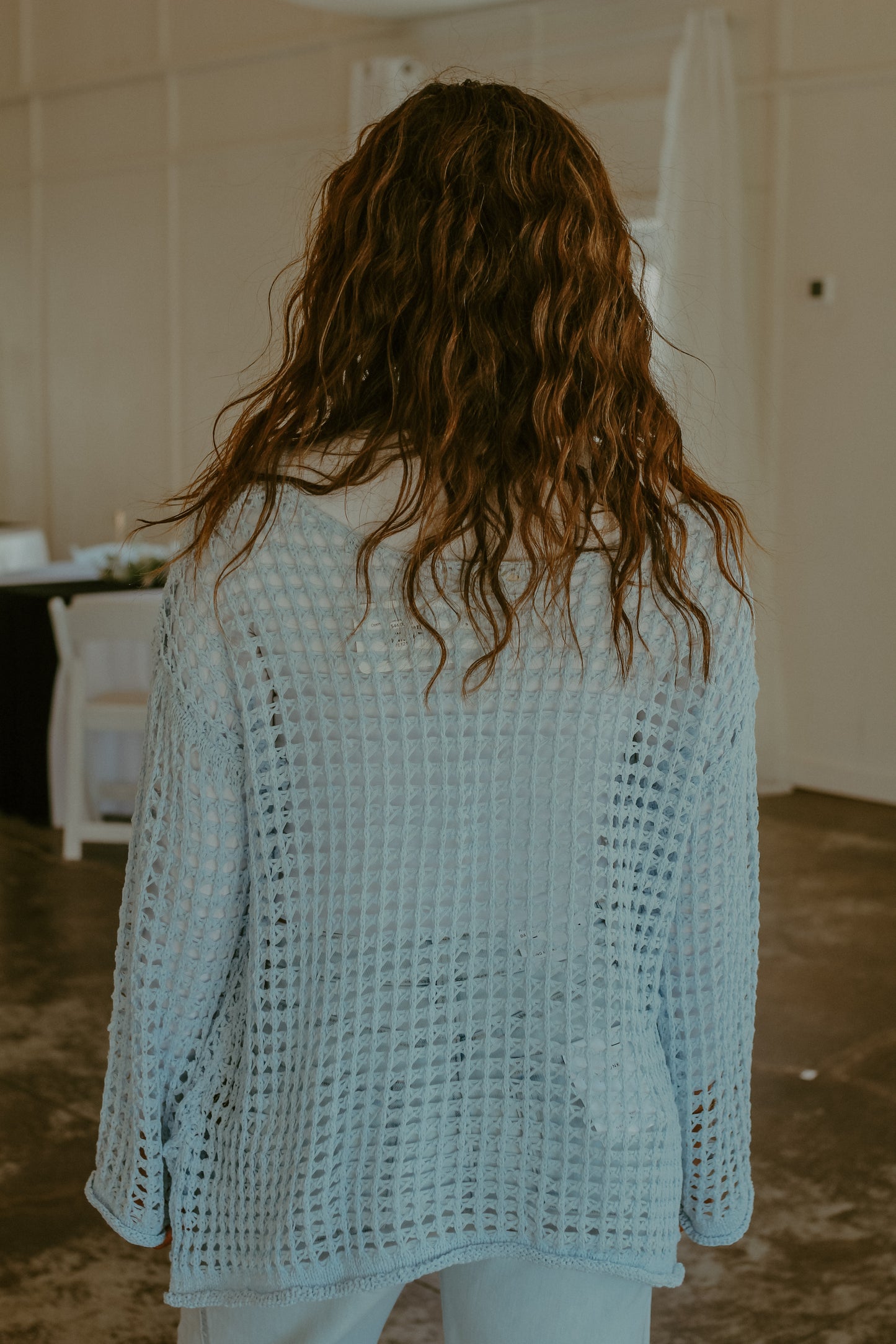 Open Knit Sweater Top - Clear Sky