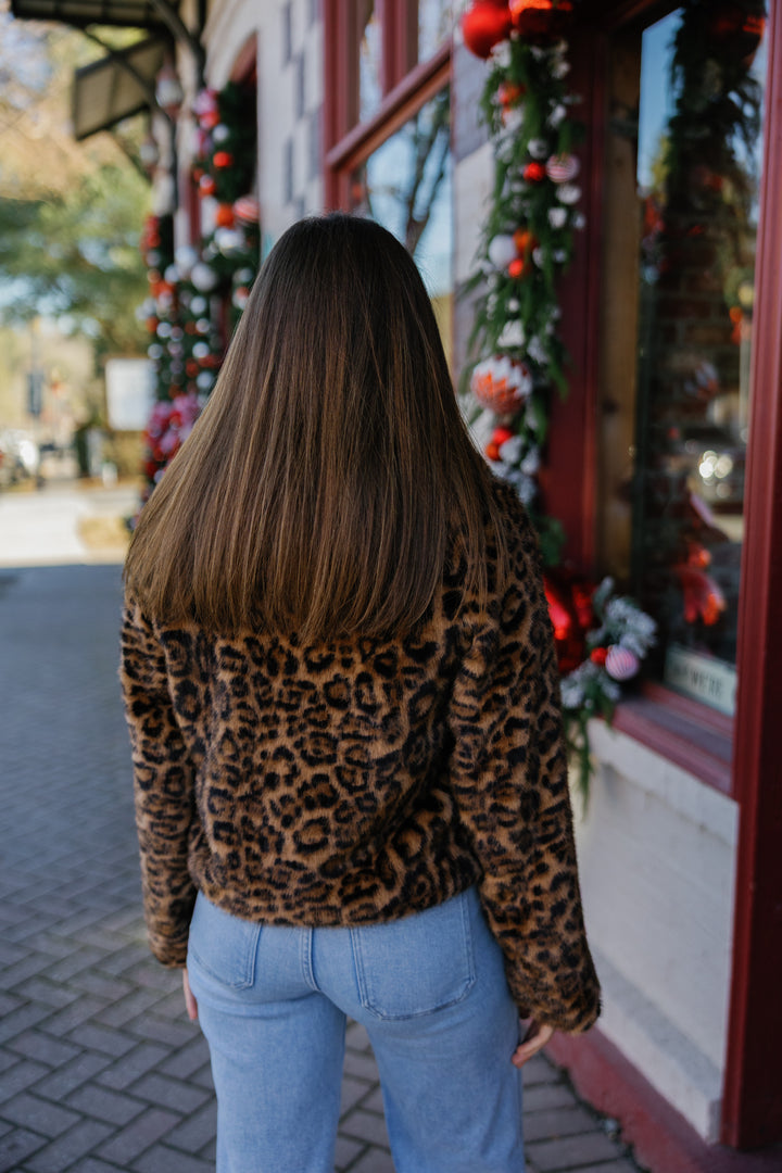 Cheetah Print Mink Faux Fur Coat
