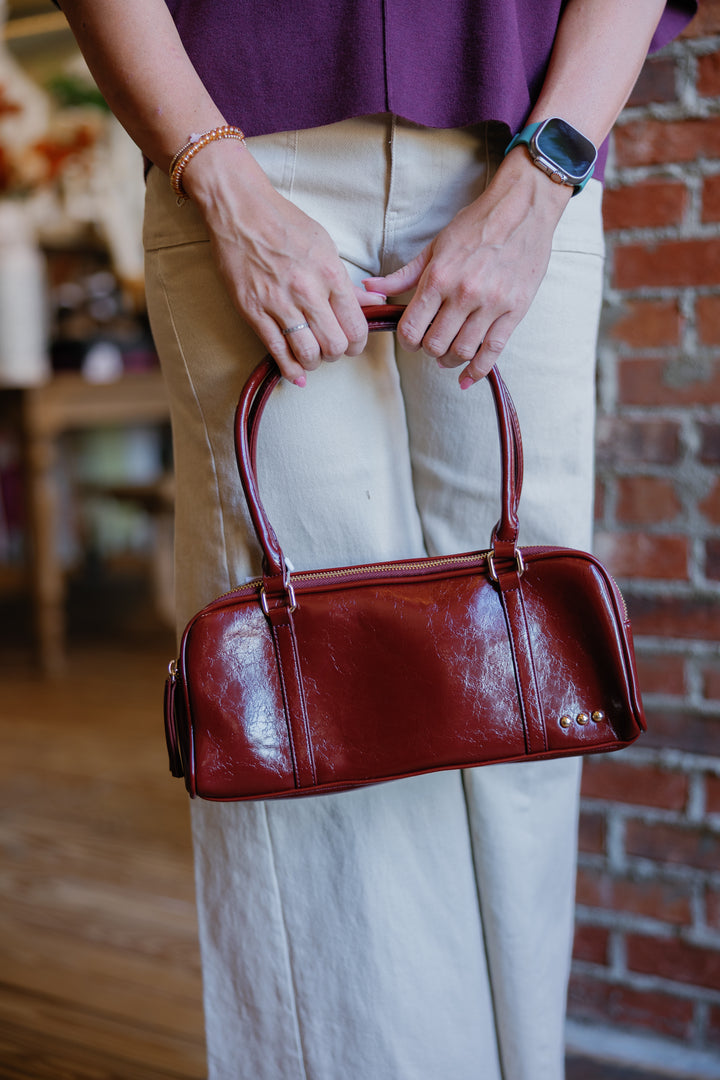 Arlys Barrel Shoulder Bag - Burgundy