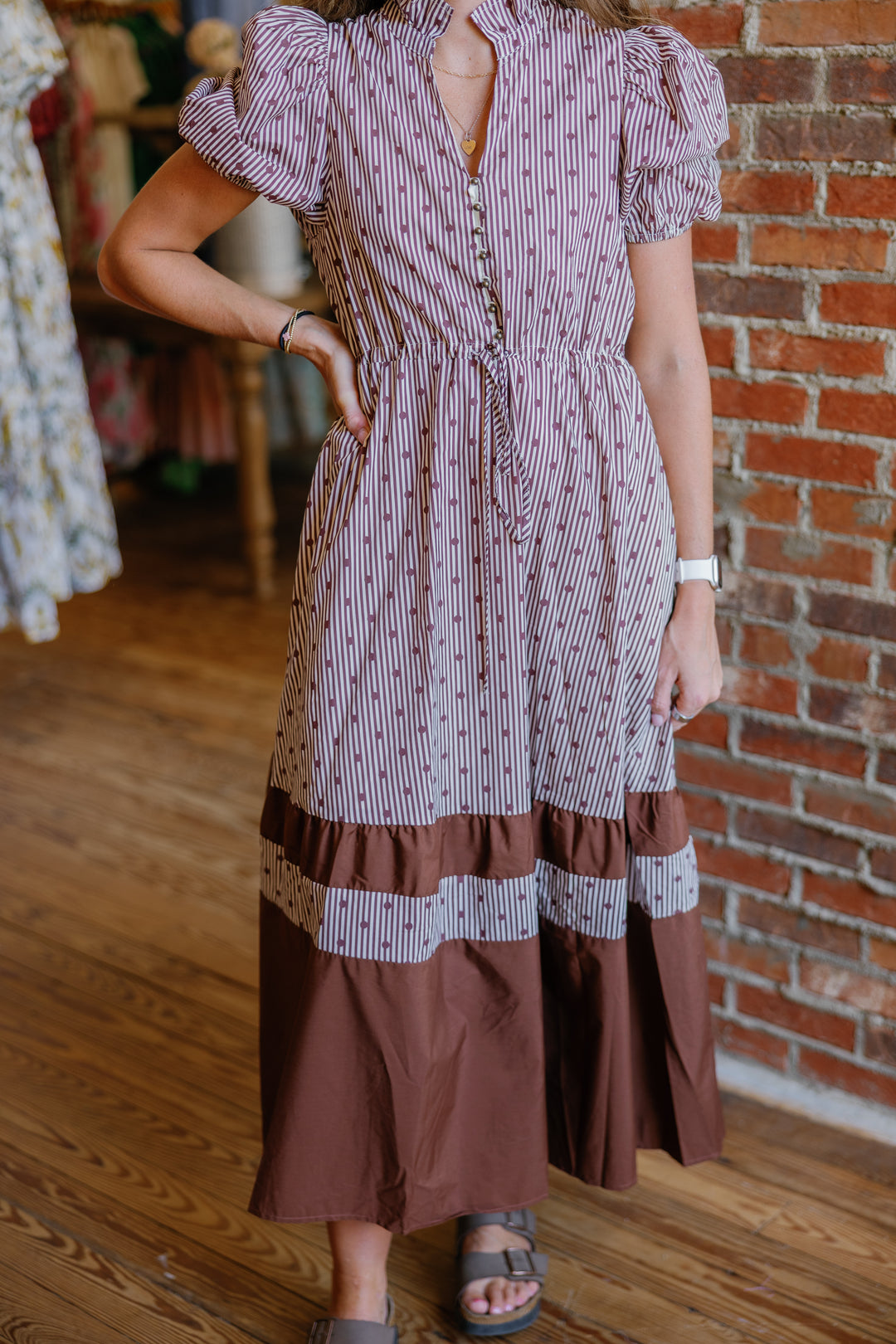 Marie Midi Dress - Brown