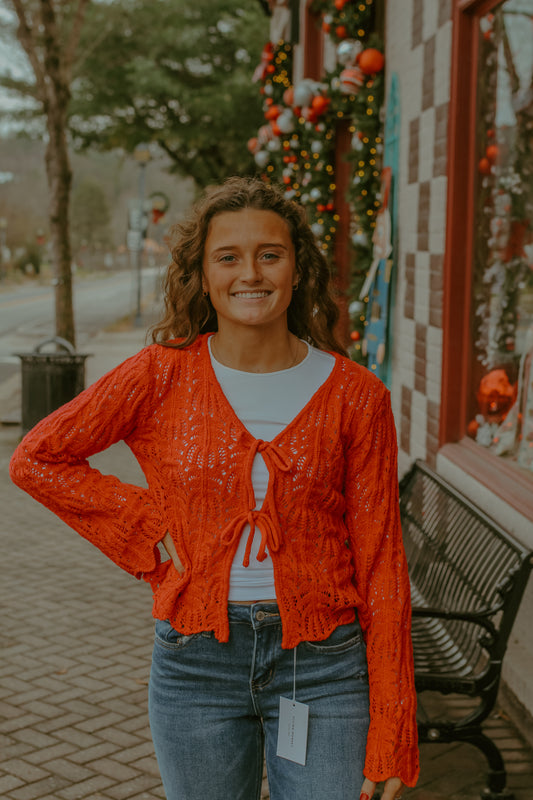 Berry Bell Sleeve Cardigan