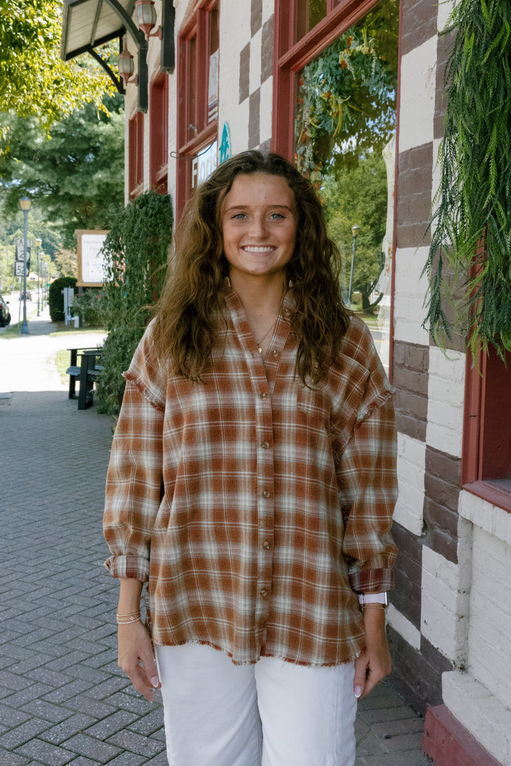Plaid Flannel Top - Red