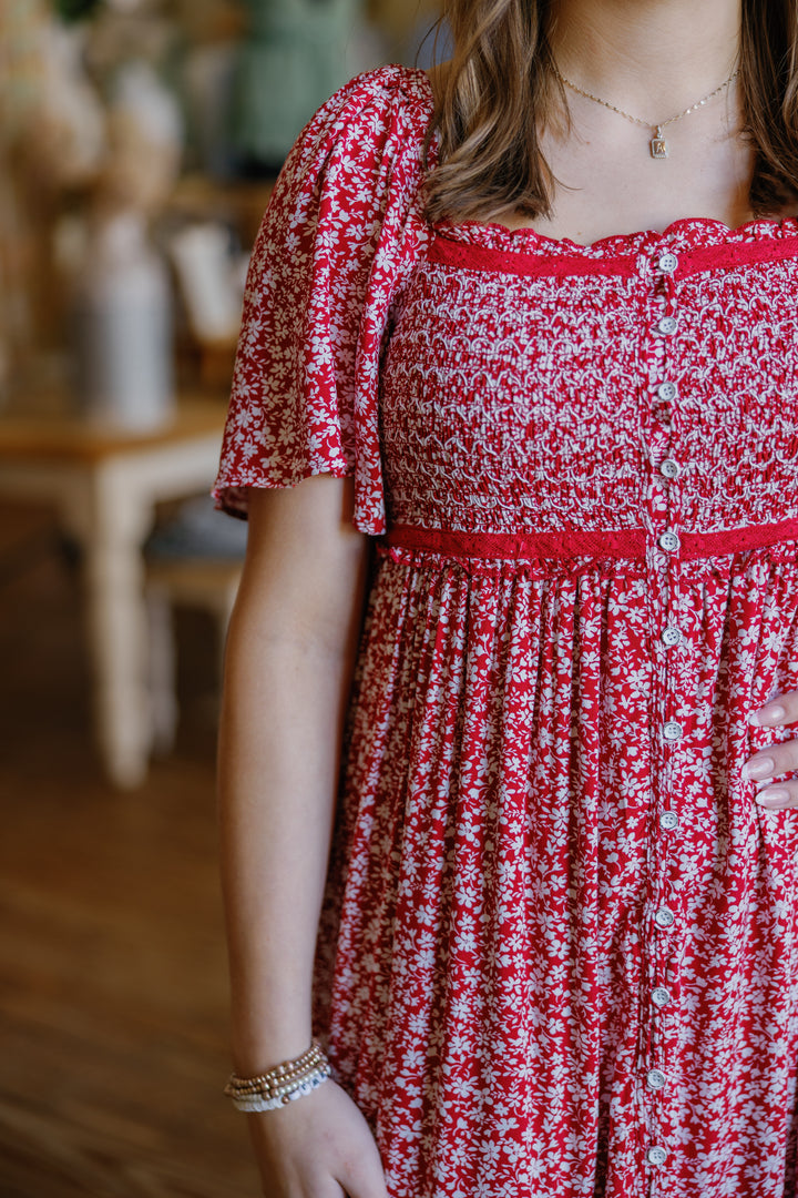 Isla Midi Dress - Red