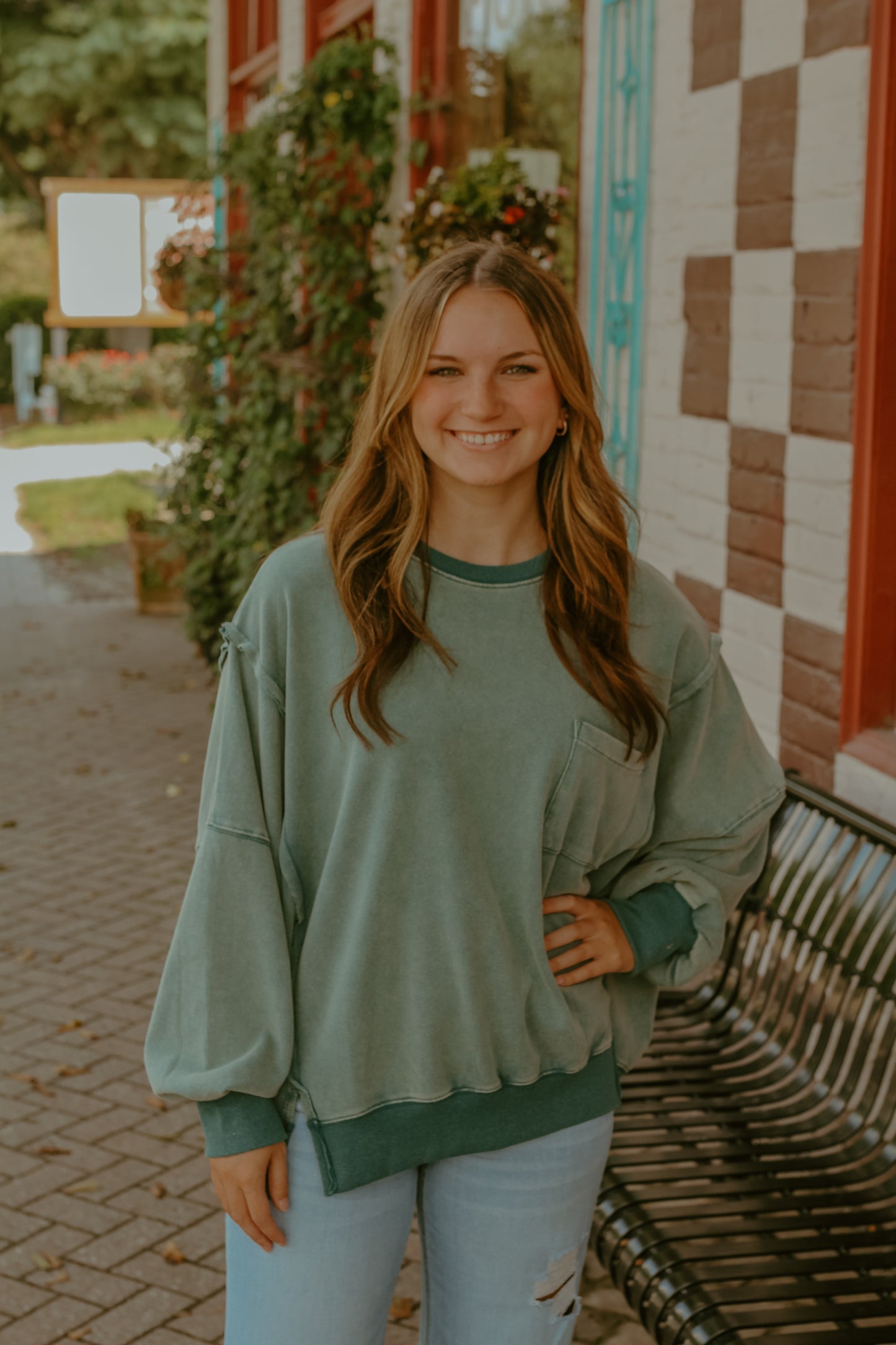 Brooke Pullover Top - Faded Teal