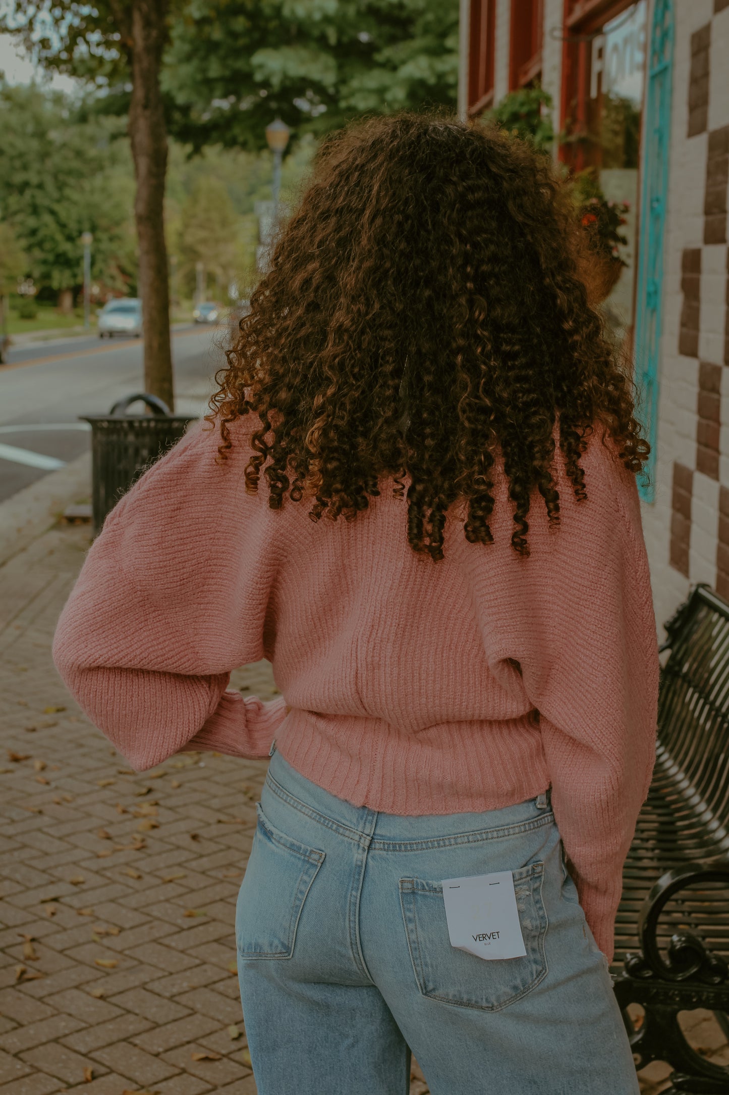 Bow Crop Cardigan Sweater - Pink/Cream