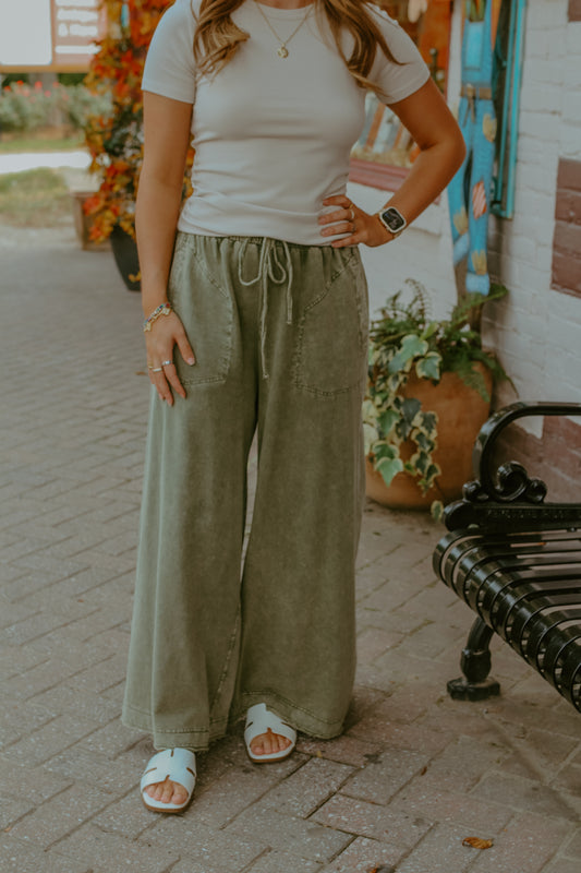 Halsie Pants - Faded Olive