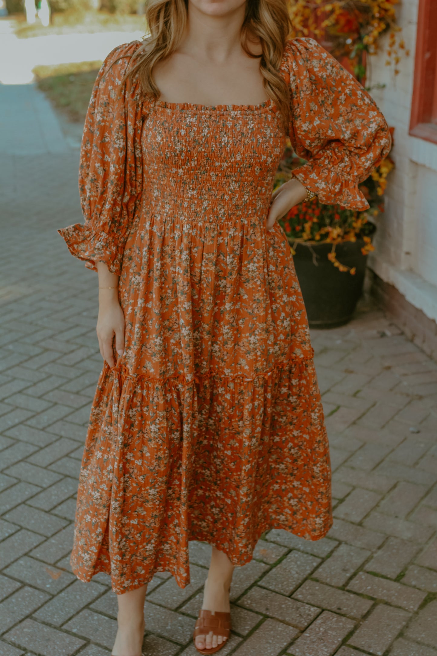 Emma Midi Dress - Rust