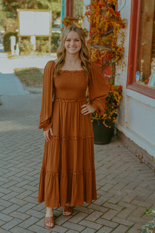 Christy Midi Dress - Brown