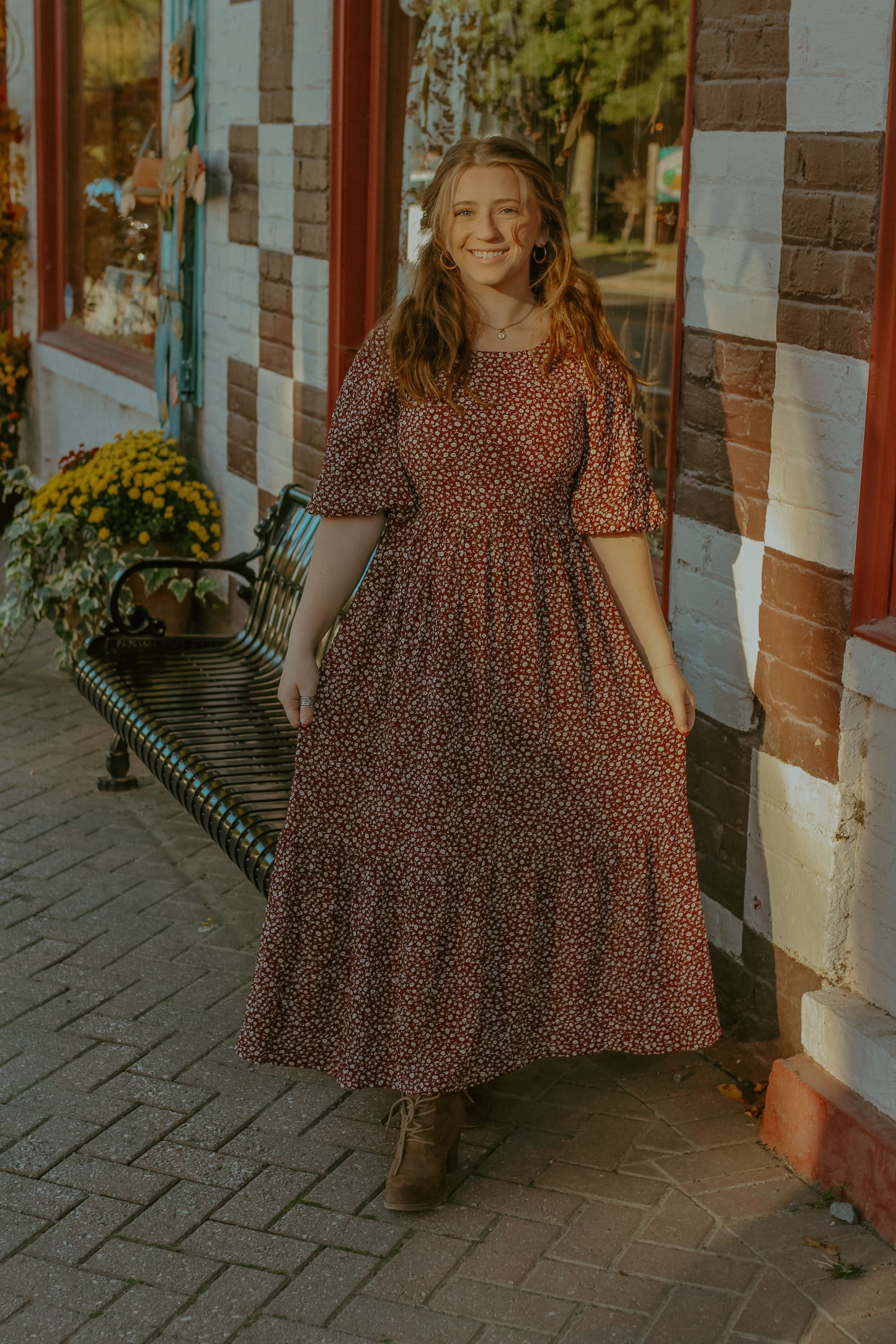 Isabella Midi Dress - Burgundy