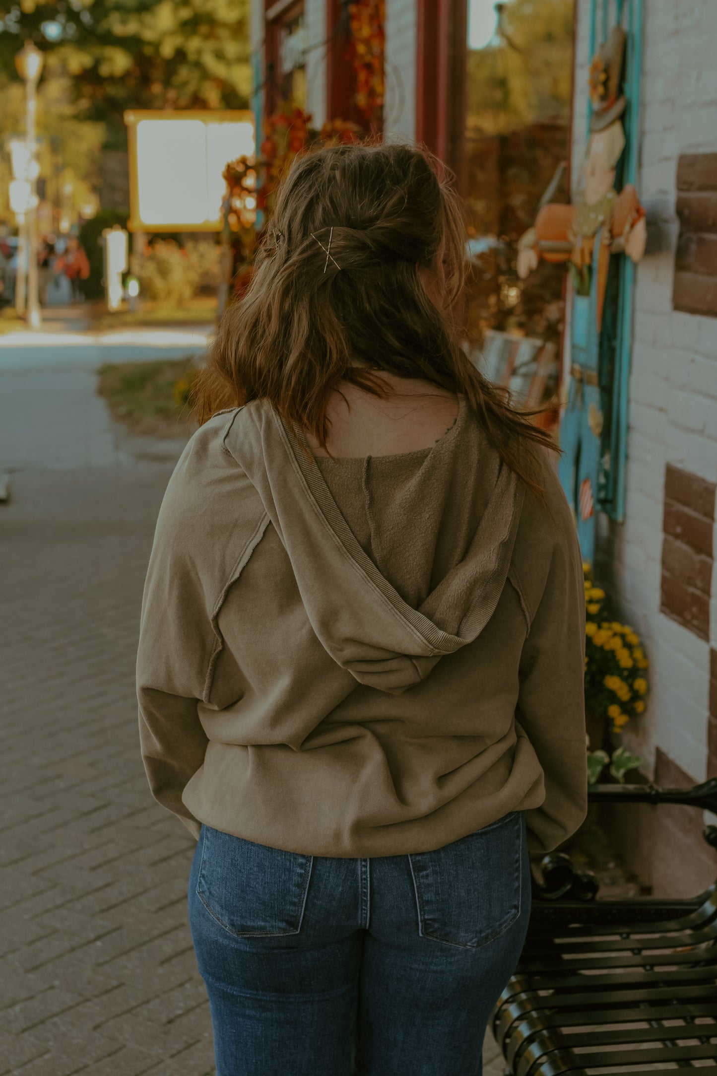 Bevie Hoodie Top - Olive Grey