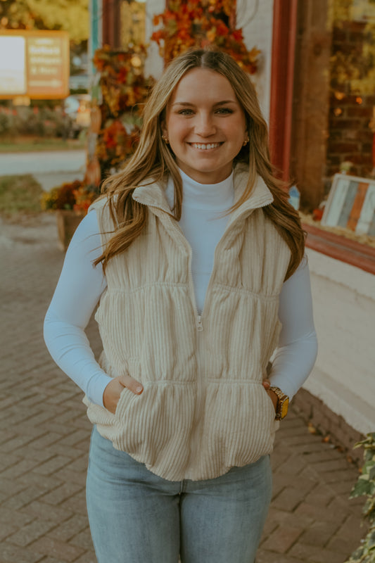 Chloe Corduroy Vest - Ivory