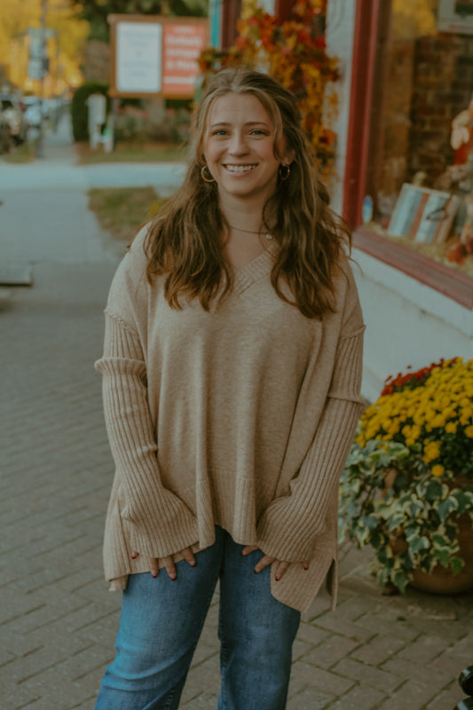 Easton Sweater Top - Khaki