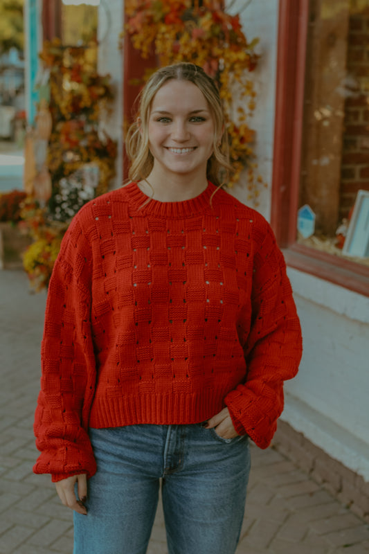 Traci Sweater Top - Red