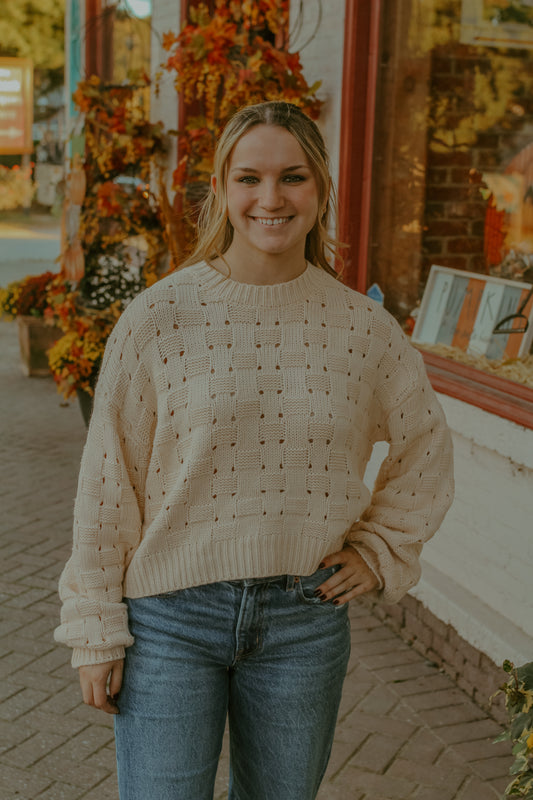 Traci Sweater Top - Cream