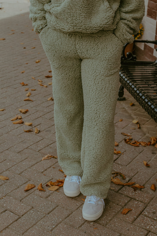 Teddy Bear Cozy Lounge Pants - Sage