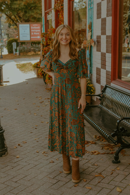 Burnout Velvet Midi Dress