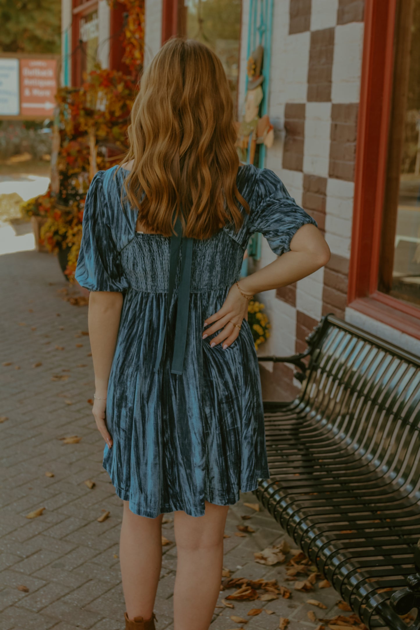 Alice Velvet Dress - Dusty Blue