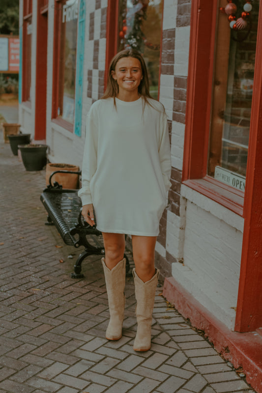 Harmony Sweatshirt Dress - Cream