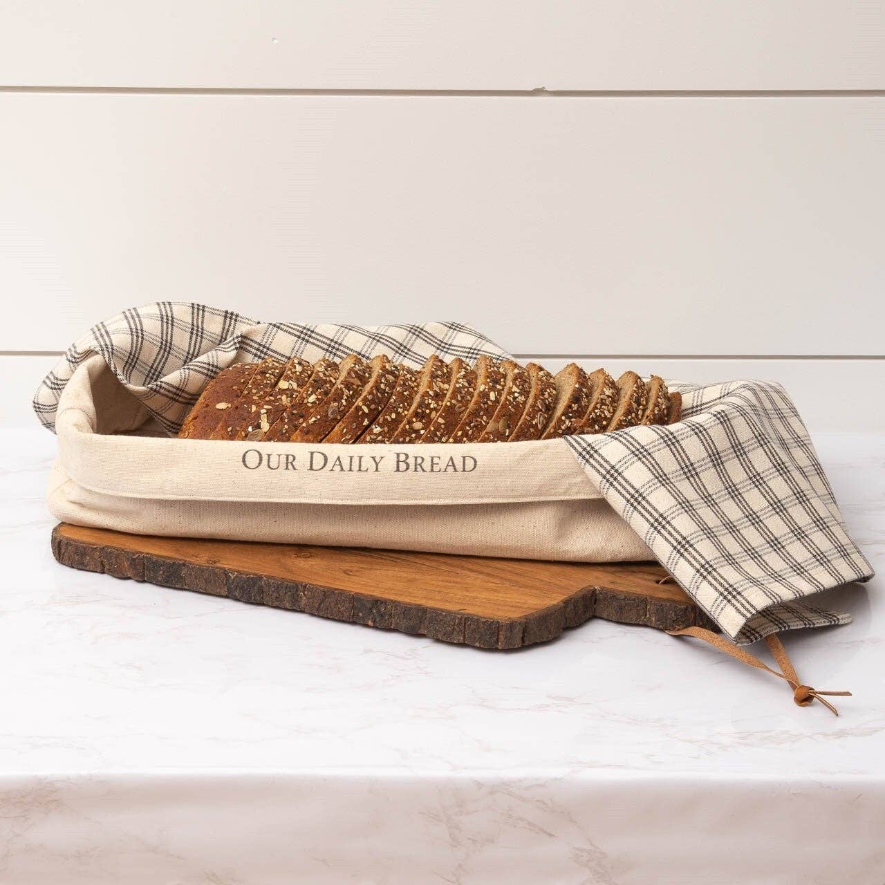 Fabric Bread Basket - Our Daily Bread, with Cover (SET)