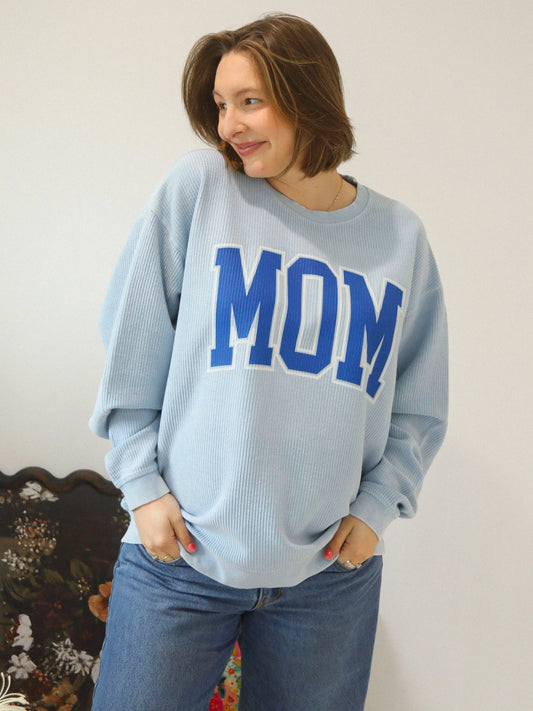 Mom Corded Pullover - Blue