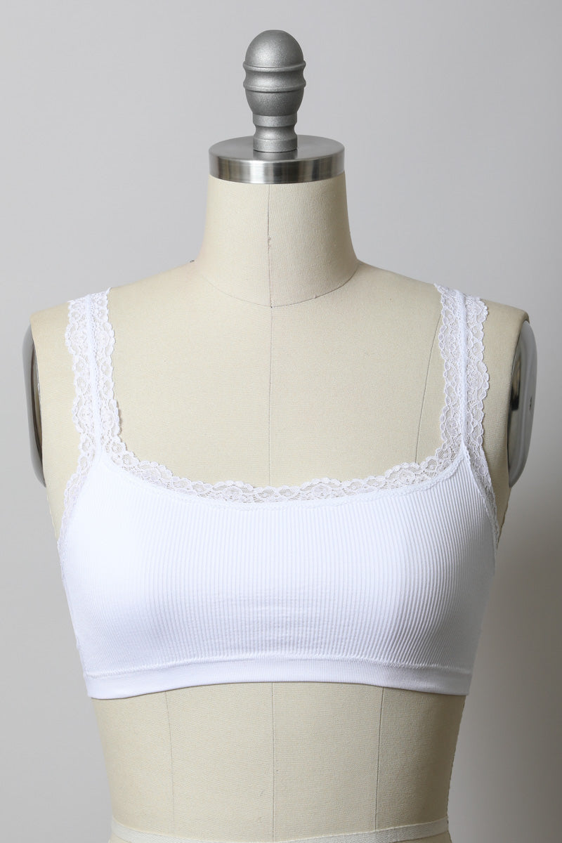 Ribbed Bralette - White